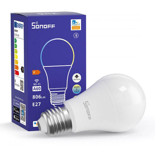 Sonoff Bec Smart LED 9W pentru Dulie E27 și Formă A60 Alb reglabil 806lm Reglabil în intensitate