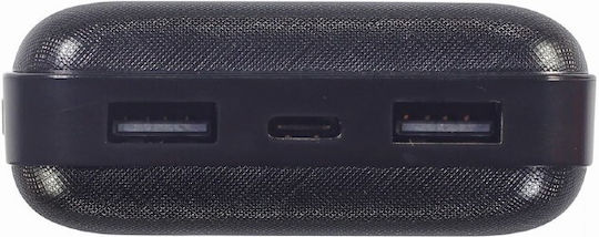 Gembird PB20-02 Power Bank 20000mAh 12W με 2 Θύρες USB-A Μαύρο