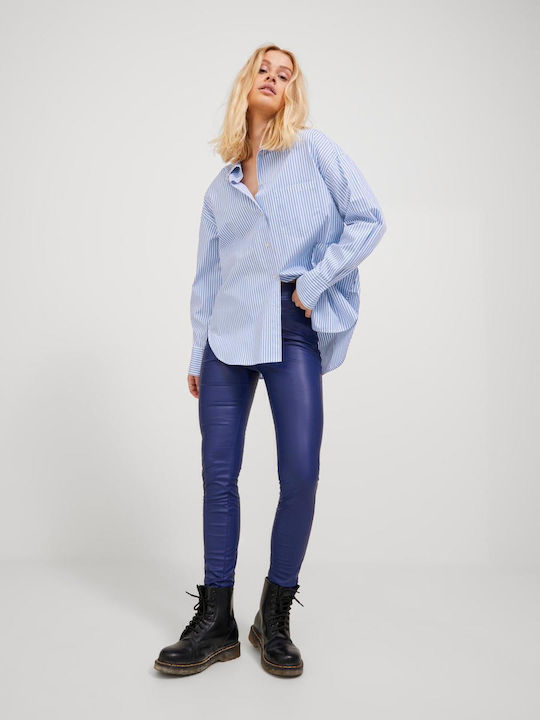 Women's Striped Long Sleeve Shirt Navy Blazer