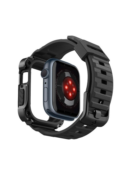 Spigen Tough Armor Pro Μεταλλική Θήκη σε Μαύρο χρώμα για το Apple Watch 45mm