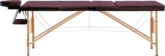 vidaXL Wooden Portable/Folding Burgundy Massage and Physiotherapy Bed 191x70cm 3 Positions