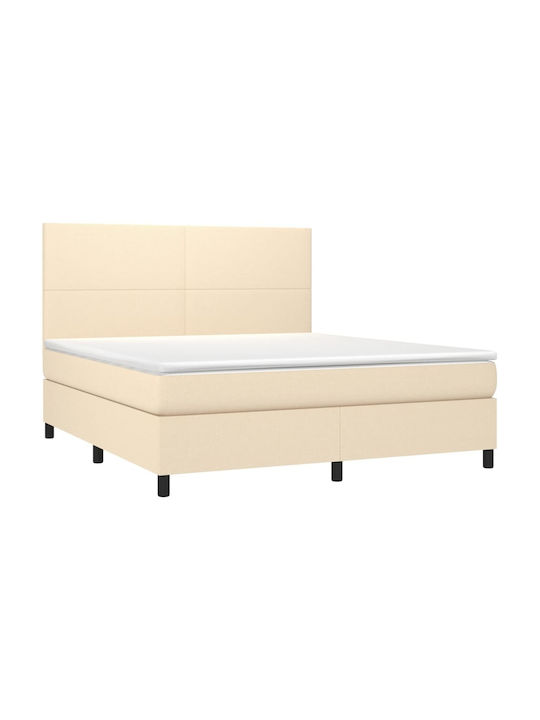 Bed Queen Upholstered with Fabric Blue with Slats & Mattress 160x200cm