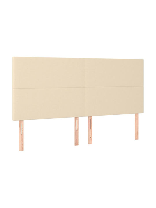 Double Bed Upholstered with Fabric Cream with Slats and Mattress 160x200cm