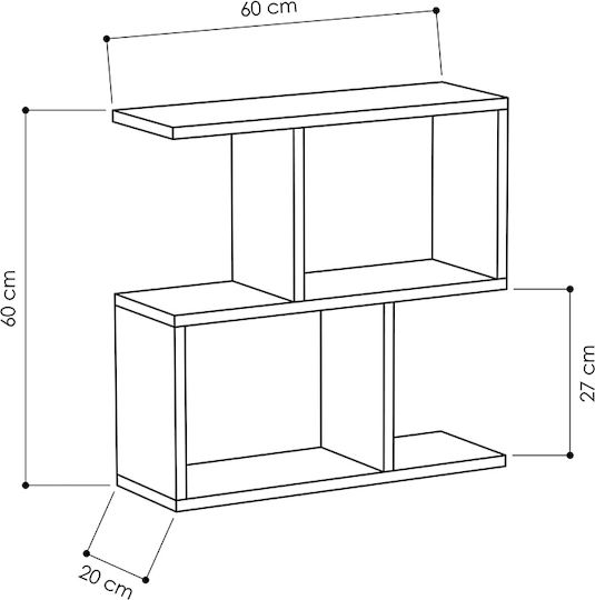 Rectangular Side Table Homemania Wooden Gray L60xW20xH60cm