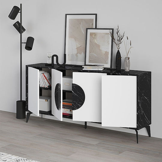 Sideboard Gora Wooden Black / White 180x35.6x82cm