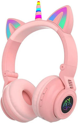 Unicorn STN27 Ασύρματα Bluetooth Over Ear Ακουστικά με 7 ώρες Λειτουργίας Ροζ