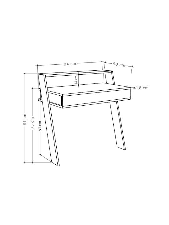 Secretary Desk Cowork Wooden White Antique 94x50x91cm