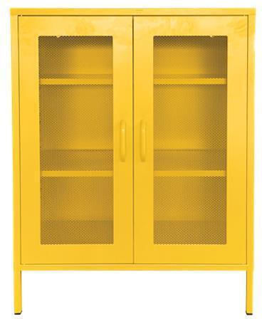 De podea Vitrină de living din Metal Yellow 80x35x102cm