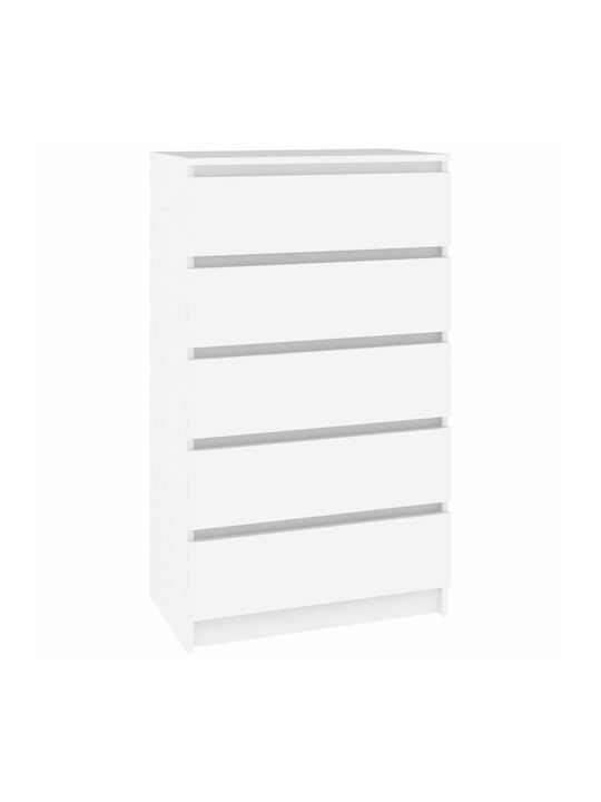 Wooden Bedroom Chest of Drawers With 5 Drawers White 60x36x103cm