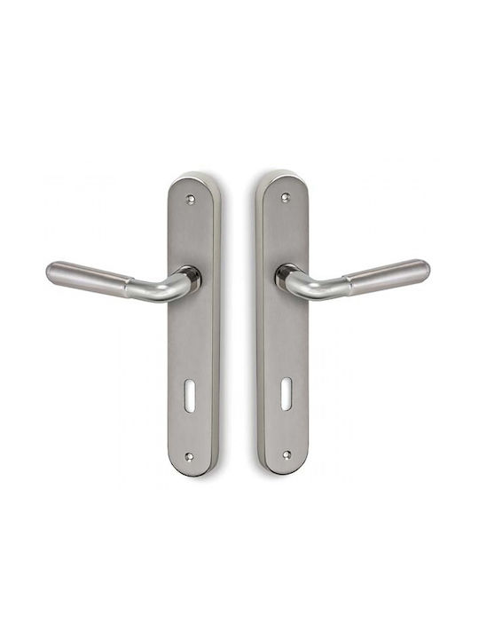 Conset Lever Middle Door with Plate C1265 C1265HRS05S04 Pair (Center Distance 72mm) Nickel / Chrome