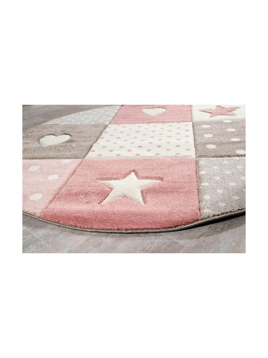 Tzikas Carpets 20339-755 Kinder Teppich Rosa Rund mit Durchmesser 160cm Dicke 13mm