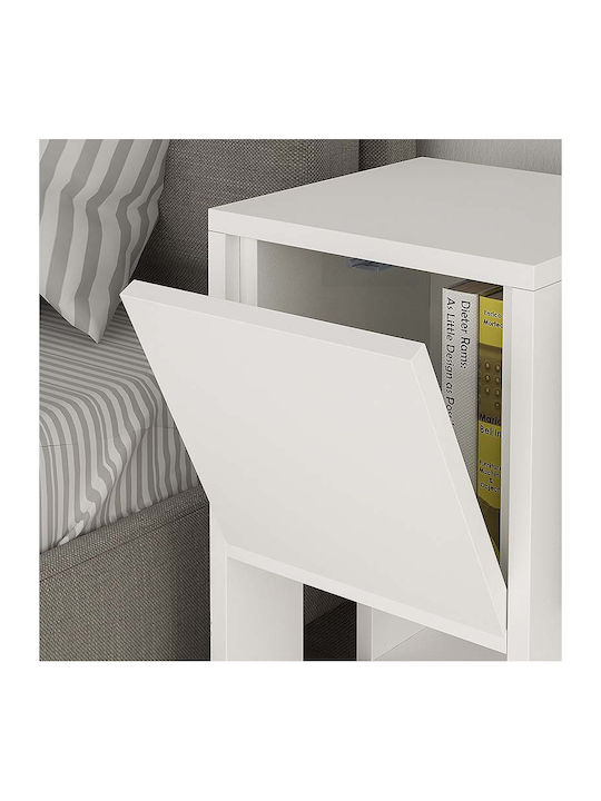 Ema Wooden Bedside Table White 30x30x55cm