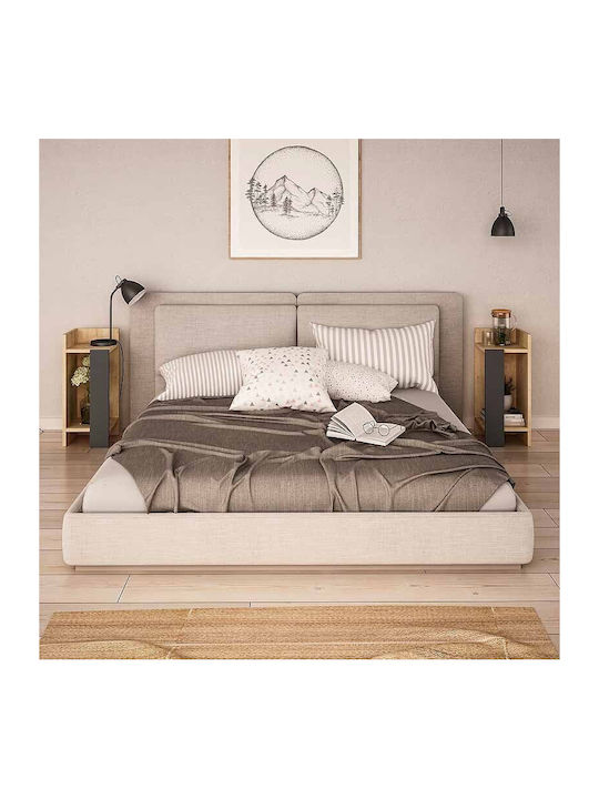 Elos Wooden Bedside Tables 2pcs Φυσικό Οξιάς / Ανθρακί 25x27x60cm