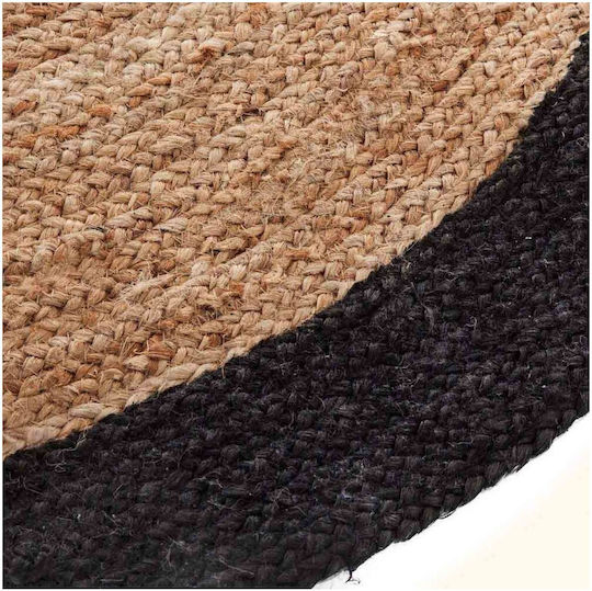 Atmosphera Jute Teppich Außenbereich Rund aus Jute Black Reli