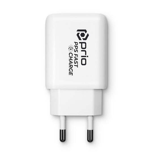Prio Φορτιστής Χωρίς Καλώδιο με Θύρα USB-A και Θύρα USB-C 25W Quick Charge 3.0 Λευκός (001.30.004)