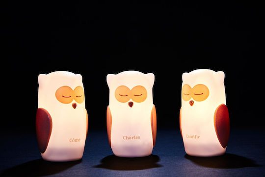 Olala LED Kinder Dekorative Lampe Owl Weiß 6x5x10εκ.