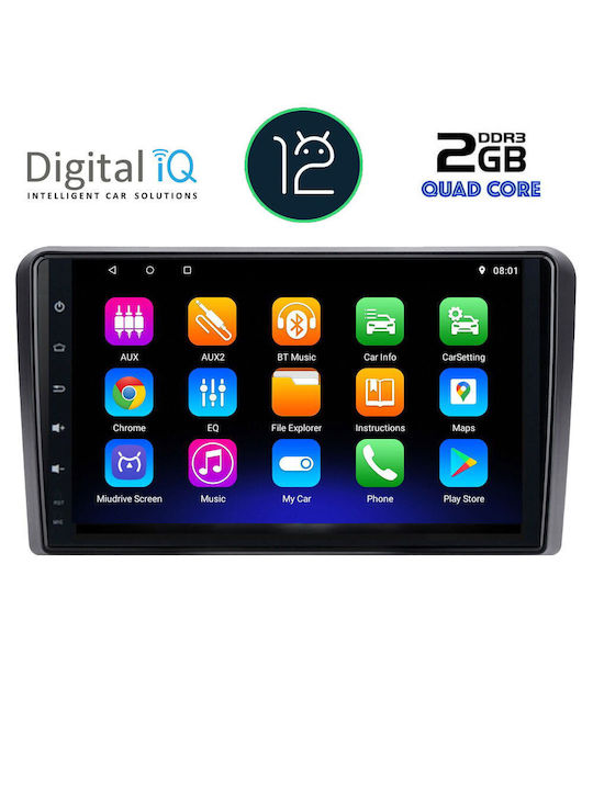 Digital IQ Автомобилна Аудио Система (Блутут/USB/AUX/WiFi/GPS/Apple-Carplay/Android-Auto/CD) с Тъчскрийн 9"