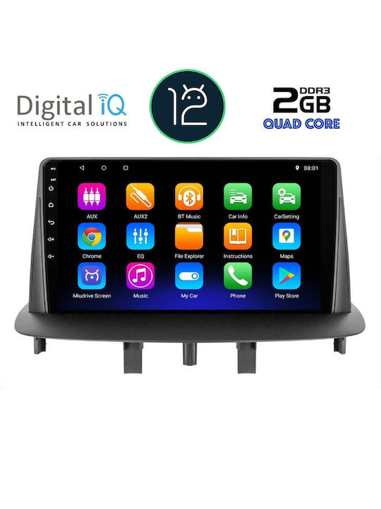 Digital IQ Car Audio System for Renault Megane 2009-2016 (Bluetooth/USB/AUX/WiFi/GPS/Apple-Carplay/Android-Auto/CD) with Touch Screen 9"