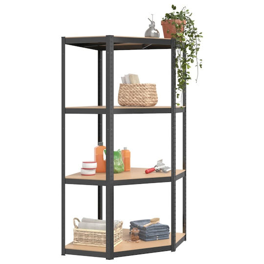 vidaXL Corner Dexions Galvanized Shelving Unit 80x40x160cm with 4 Shelves Total Load Capacity 320kg 2pcs