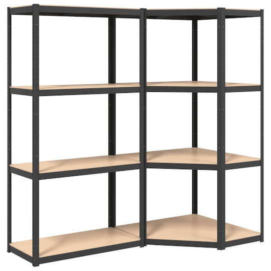 vidaXL Corner Dexions Galvanized Shelving Unit 80x40x160cm with 4 Shelves Total Load Capacity 320kg 2pcs