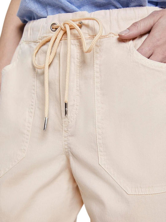 Damen Stoff Hose mit Gummizug Beige