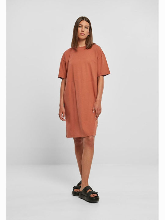 Καλοκαιρινό Mini Αθλητικό Φόρεμα T-shirt Κοντομάνικο Terracotta
