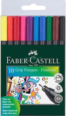 Faber-Castell Grip Finepen Μαρκαδόροι Σχεδίου Πολύχρωμοι 10τμχ