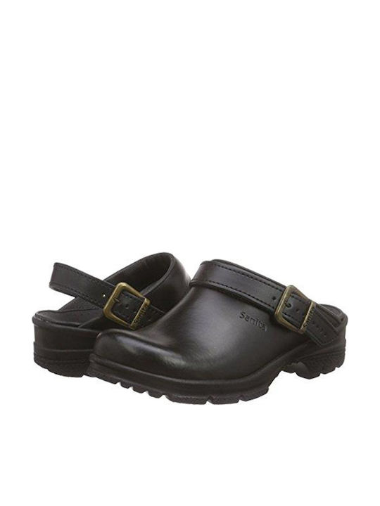 Sanita San Duty Din piele Anatomici Sabot Negre