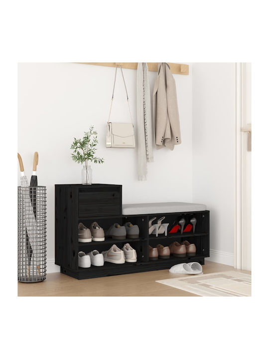 Shoe Organizer with 4 Shelves Μαύρο 110x34x61cm