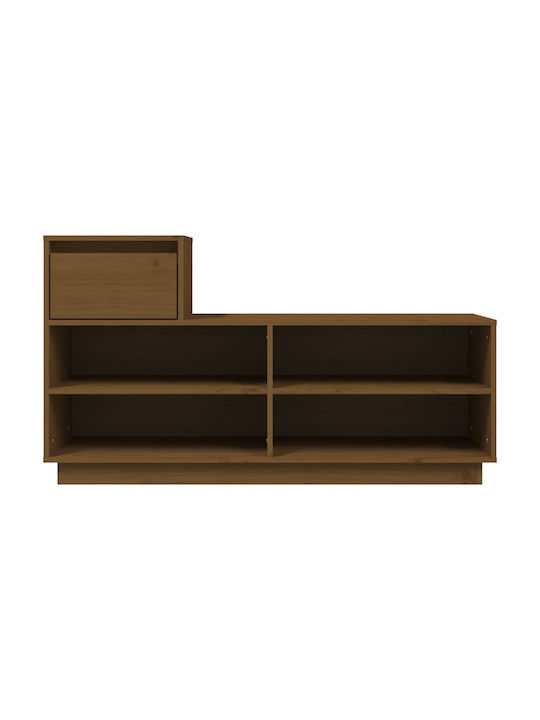 Shoe Organizer with 4 Shelves Brown Honey 110x34x61cm