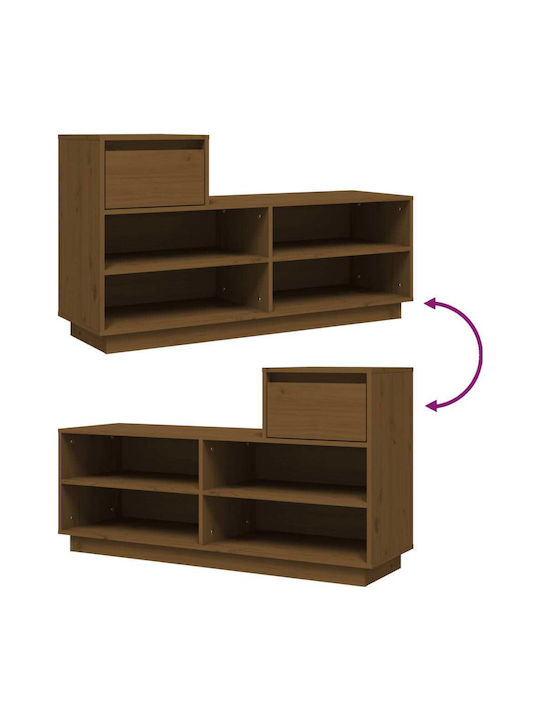 Shoe Organizer with 4 Shelves Brown Honey 110x34x61cm