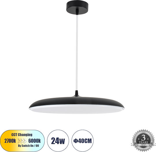 GloboStar Baron Lumini Suspendate Negru LED Cu Bianco Reglabil Lumină Cu Pantaloni Evazați 40x40cm