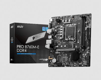 MSI Pro B760M-E DDR4 Micro ATX Дънна платка с Intel 1700 Гнездо