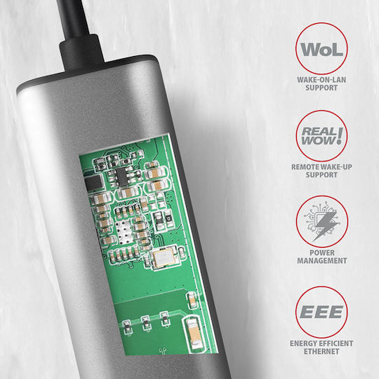 Axagon ADE-25RC Αντάπτορας Δικτύου USB-C με Ενσύρματη Σύνδεση Ethernet (v1)