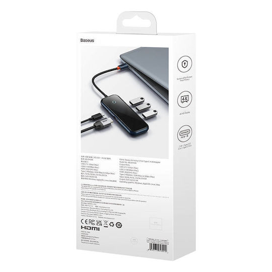 Baseus AcmeJoy USB-C Docking Station with HDMI 4K PD Gray