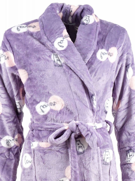 Luna Winter Women's Fleece Robe Lilac