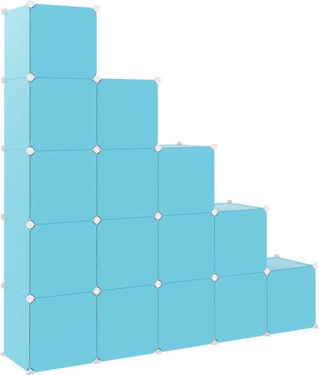 vidaXL Spielzeug Aufbewahrungssystem aus Kunststoff Blau 155x31.5x154cm 15Stück