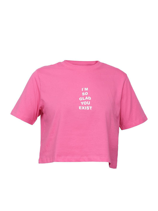 Women's Athletic Crop Top Short Sleeve Carmine Rose