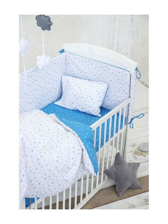 Nima Cotton Baby Quilt Blob 100x140cm Light Blue