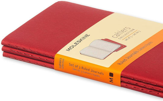 Moleskine Cahier Комплект 3 Бележника 60 Листа На Райета Червени