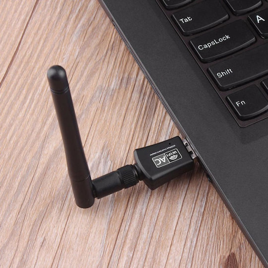 Powertech PT-1042 USB Netzwerkadapter mit Drahtloser Verbindung Wi-Fi 600Mbps und Abnehmbarer Antenne