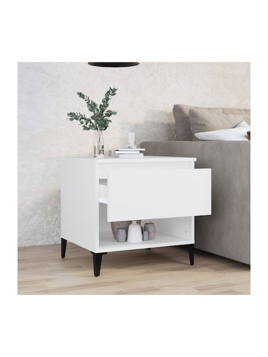 Rectangular Wooden Side Table White L50xW46xH50cm