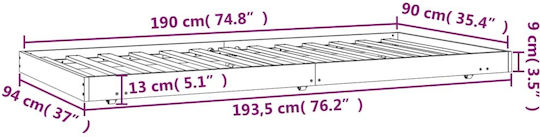 vidaXL For Bed Steady Hardware Brown 90x190cm 823504