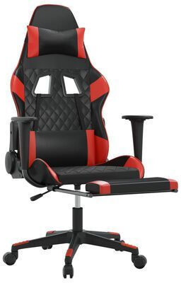 vidaXL 345523 Artificial Leather Gaming Chair with Footrest Black / Red