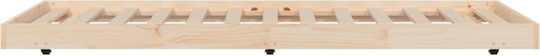 Canapea Pat Single Din Lemn Bej Cu Plăci Pentru Saltea 75x190cm