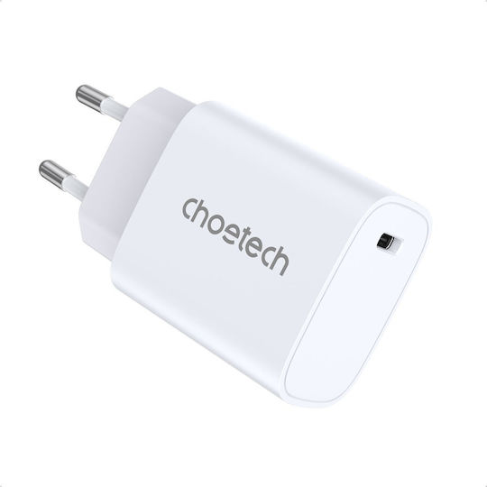 Choetech Incarcător Fără Fir Cu Port USB-C 20W Livrarea Energiei Alb