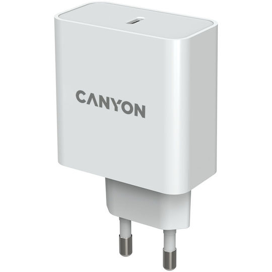 Canyon Φορτιστής Χωρίς Καλώδιο GaN με Θύρα USB-C 65W Λευκός (CND-CHA65W01)