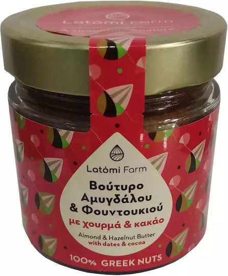 Latomi Farm Vegan Βούτυρο Ξηρών Καρπών Αμυγδάλου και Φουντουκιού με Χουρμά και Κακάο 210gr