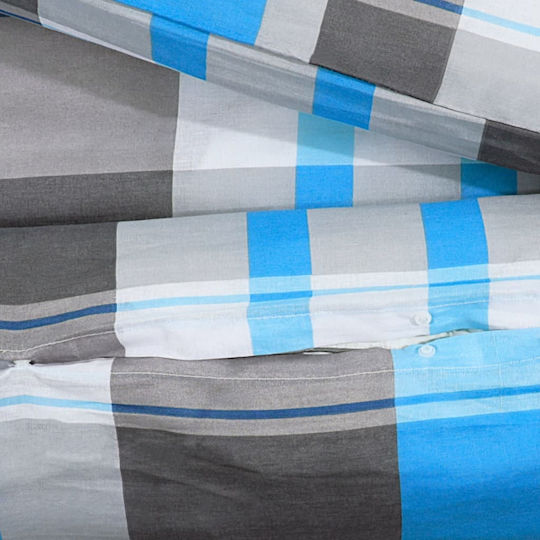 vidaXL Bettbezug-Set Baumwolle Doppelbett mit 2 Kissenbezügen 200x200 Blue / Grey