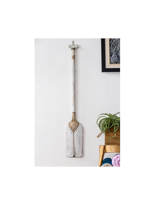 HomeMarkt Decorațiune Suspendată Lucrată Manual Albă Din Lemn 16.5x16.5cm